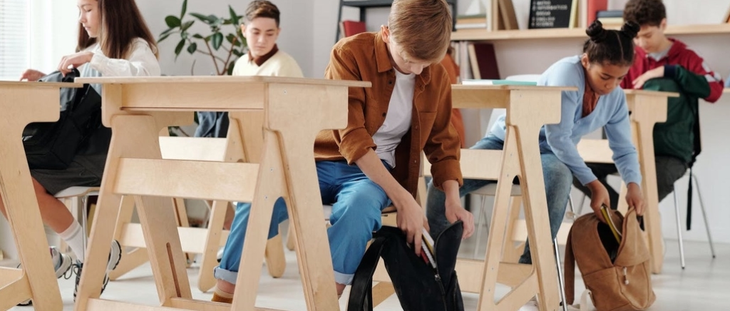 Students sitting at desks.